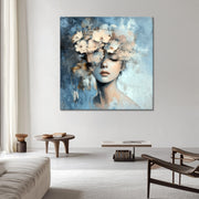 Dame mit Blumenschmuck