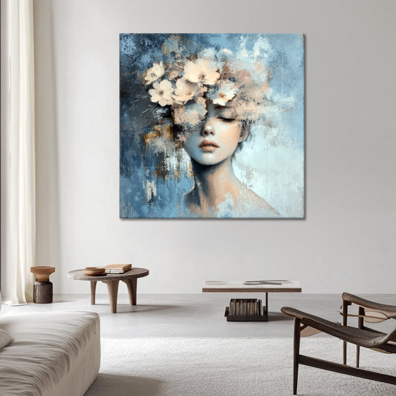 Dame mit Blumenschmuck