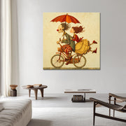 Schilderij Koppel op fiets