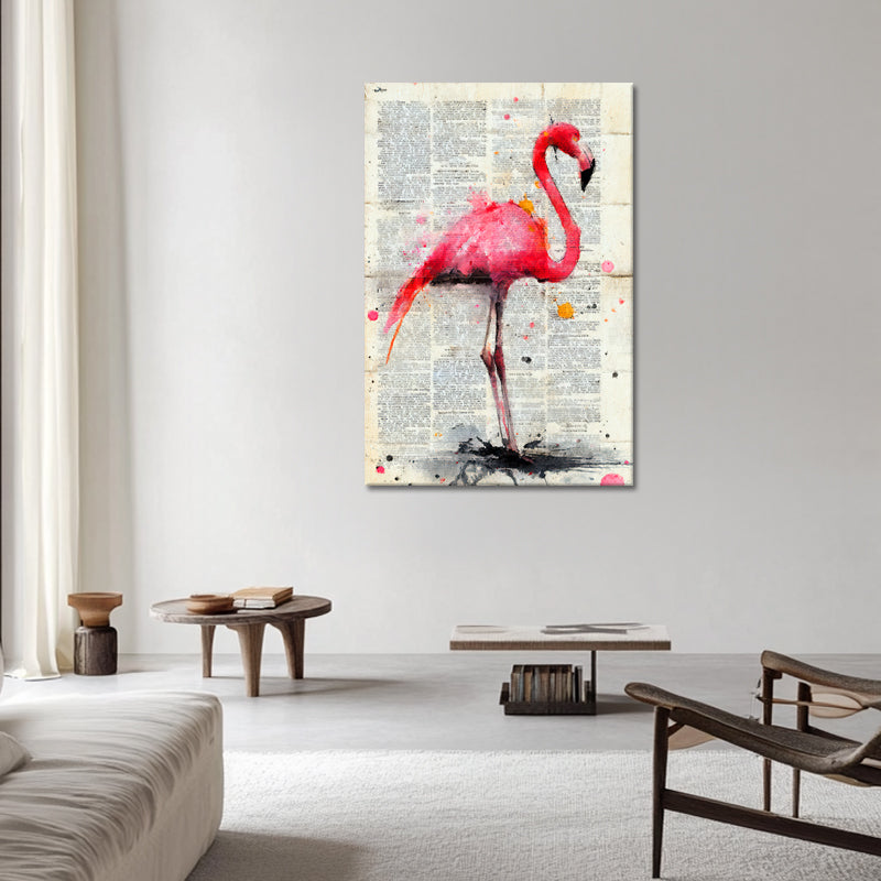 Flamingo Newspaper Art