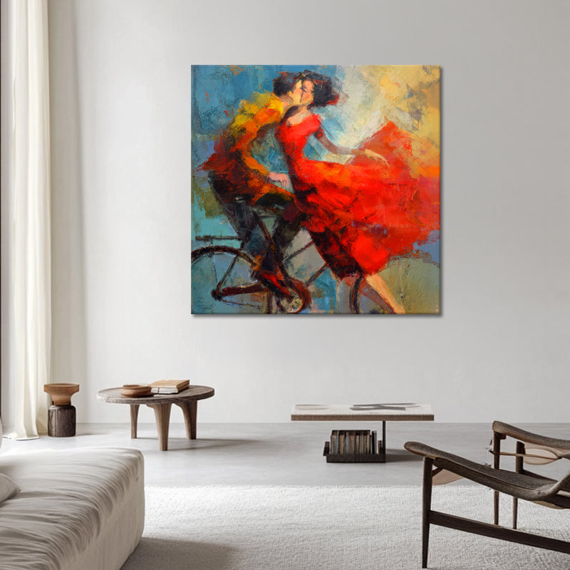 Schilderij Koppel op de fiets