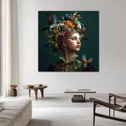 Frau - Vögel - Blumen