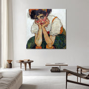 Frau mit Händen am Gesicht - Egon Schiele (Inspiration)