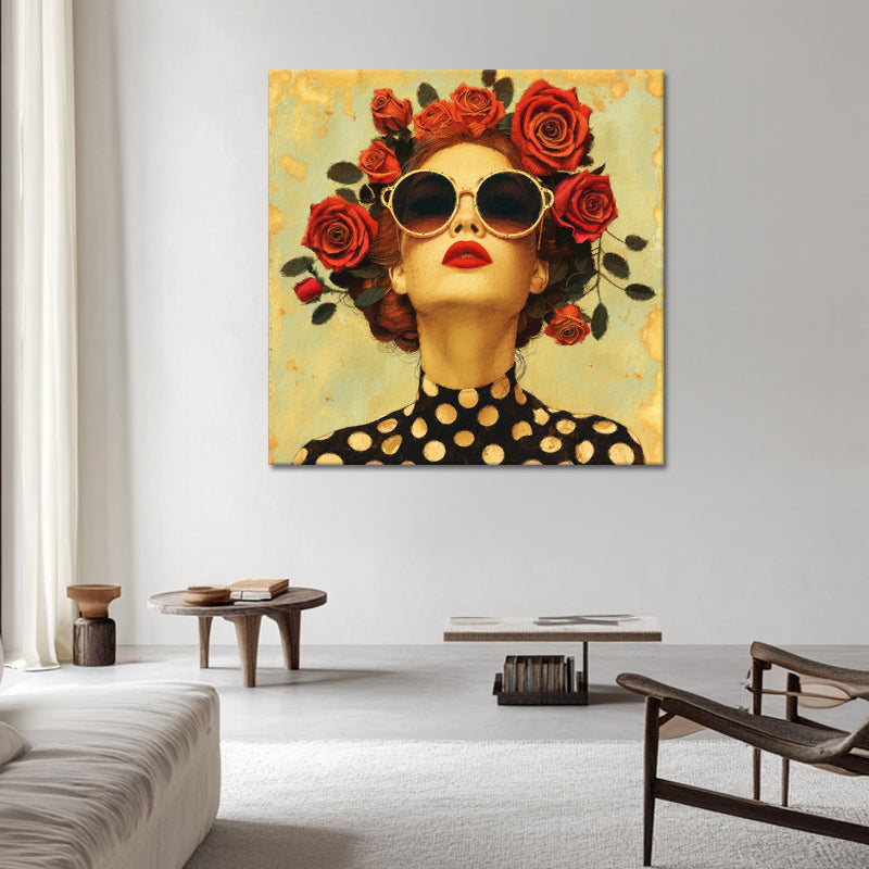 Vrouw met rozen kunstwerk