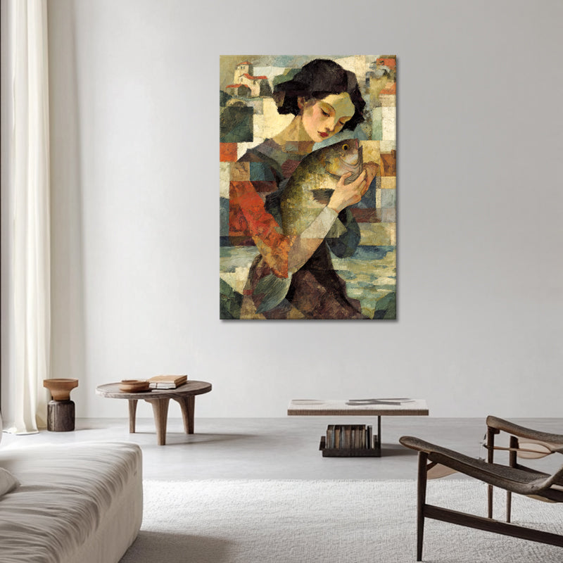 Surrealistische vrouw met vis