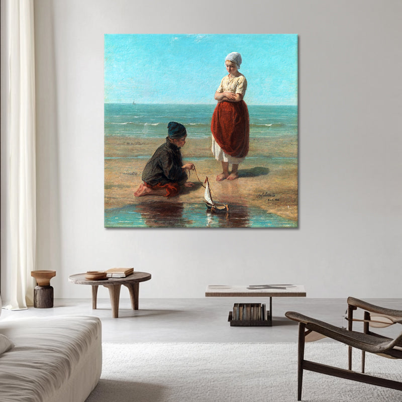 Spelende visserskinderen op het strand - Jozef Israels