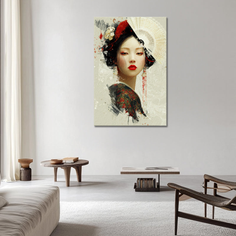 Japanische Frau rote Lippen