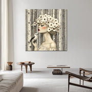 Vrouw met bloemen en vogels II