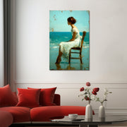 Meisje in Witte Jurk op Strand