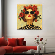 Vrouw met rozen kunstwerk