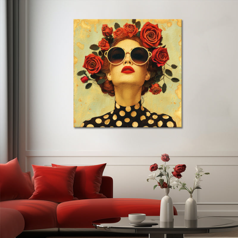 Vrouw met rozen kunstwerk