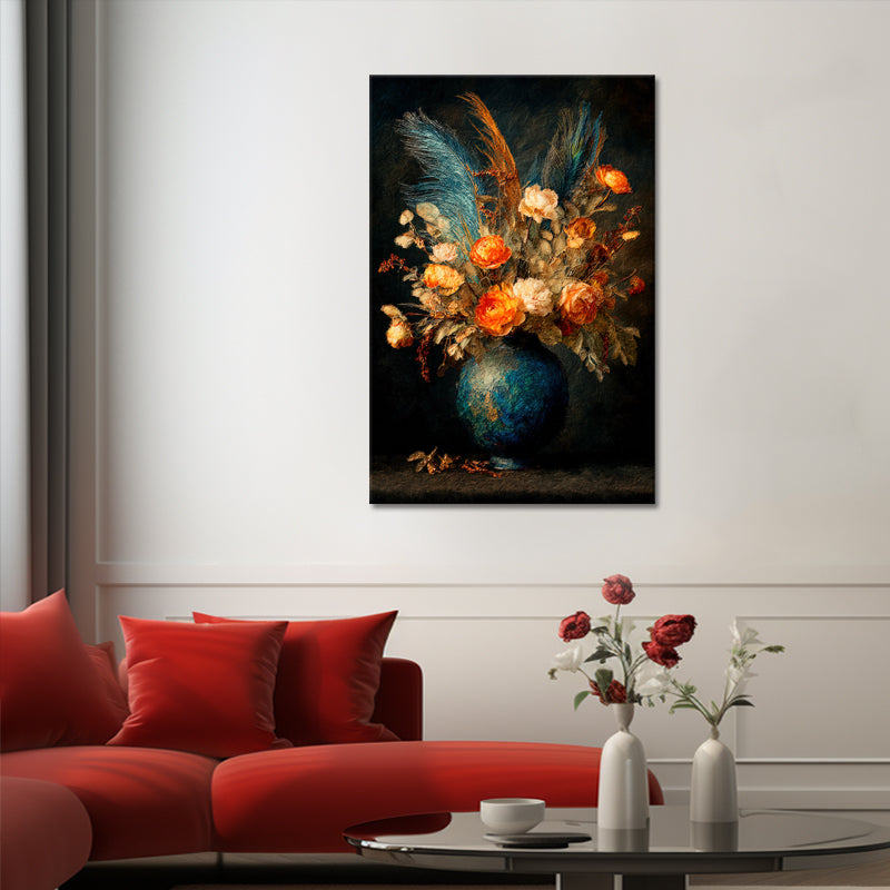 Blumen in türkisfarbener Vase