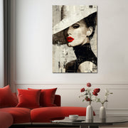 Mixed-Media Frau mit Hut I