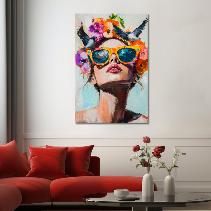 Schilderij Vrouw met vogels