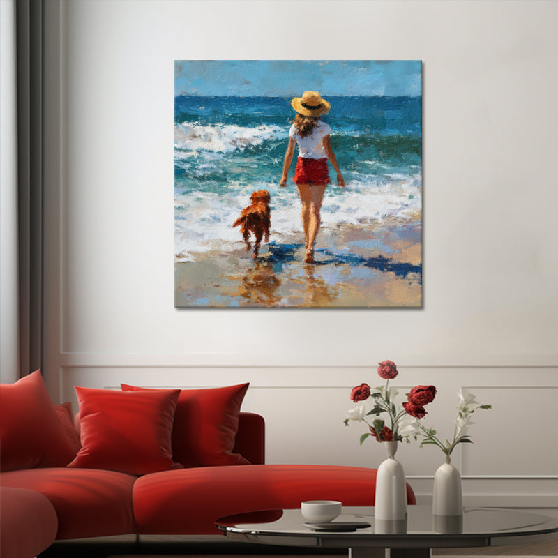 Mädchen mit Hund am Strand II