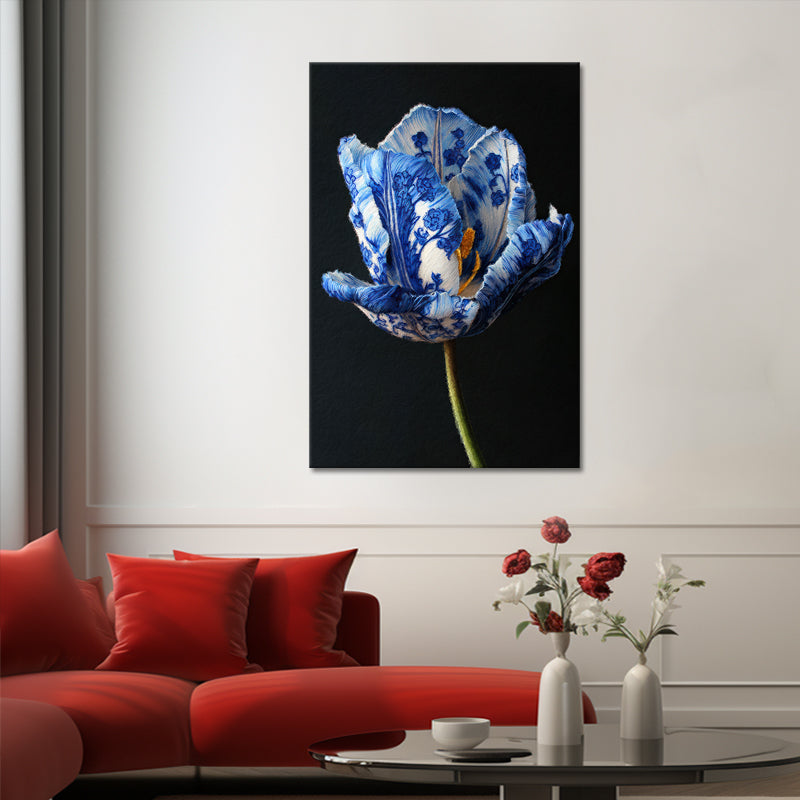 Tulp in delfts blauw stijl