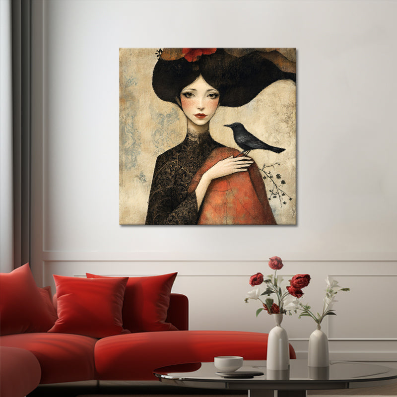 Surrealistisch Vrouw met vogelje II