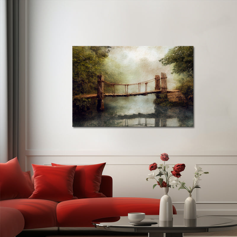 Rustikale Seilbrücke Fluss