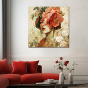 Frau mit Blumenkranz