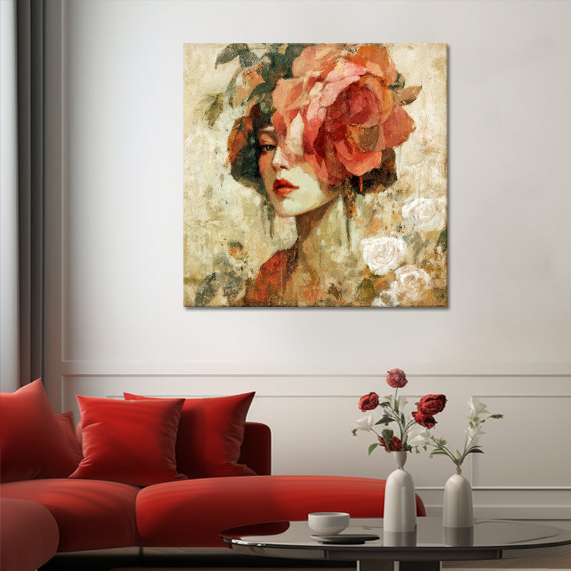 Frau mit Blumenkranz