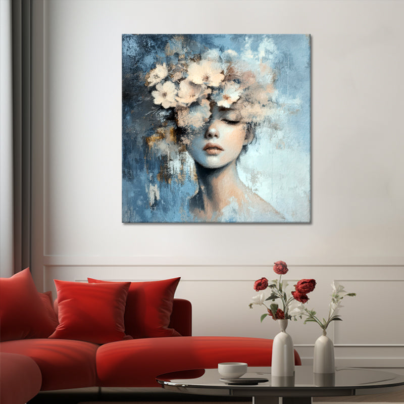 Dame mit Blumenschmuck