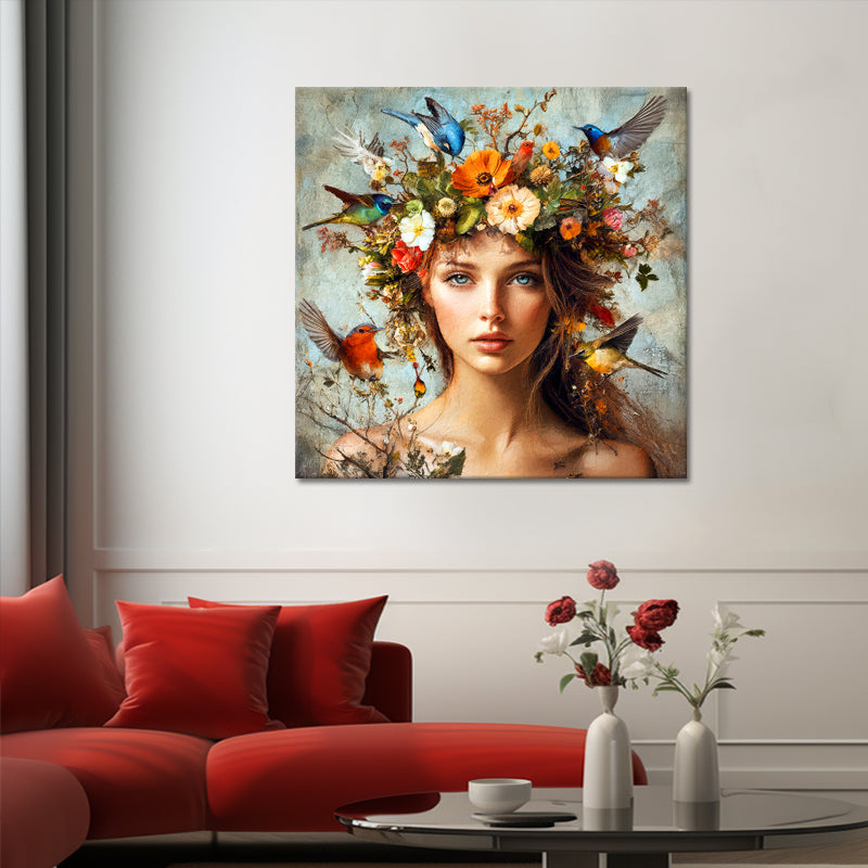 Dromende Vrouw Bloemen