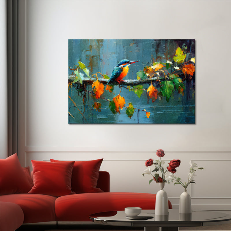 Schilderij IJsvogel op Tak