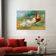 De Paille Or Femme Couchée Sur L’herbe - August Renoir