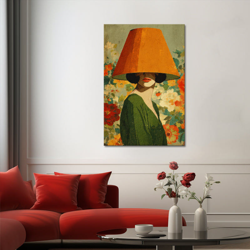 Frau mit Lampenschirm Kunst