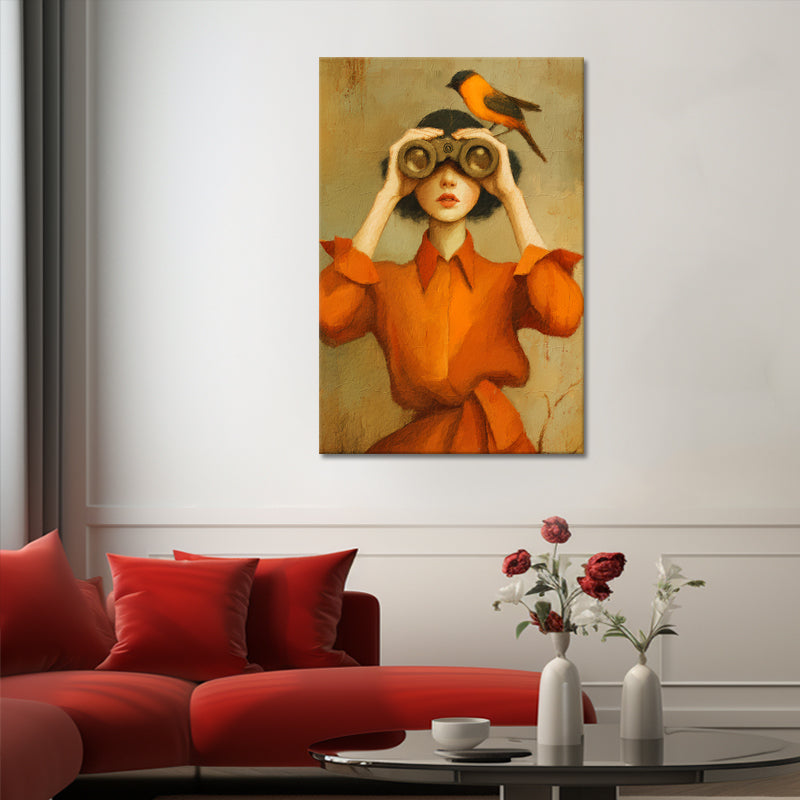 Stilvolle orangefarbene Frauenkunst