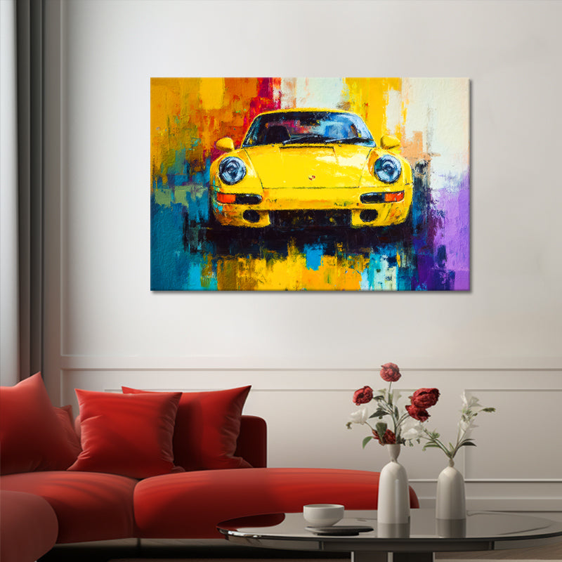Porsche geel schilderij