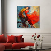 Schilderij Koppel op de fiets
