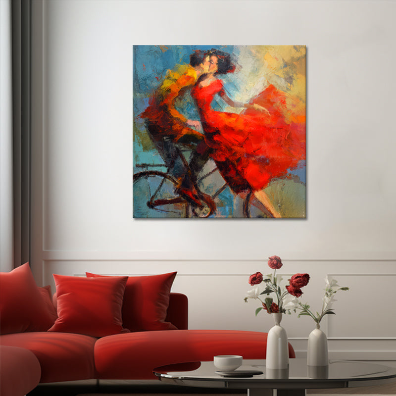 Schilderij Koppel op de fiets