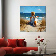 Mädchen mit Hund am Strand III