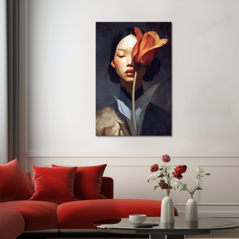 Frau mit Tulpe Porträt