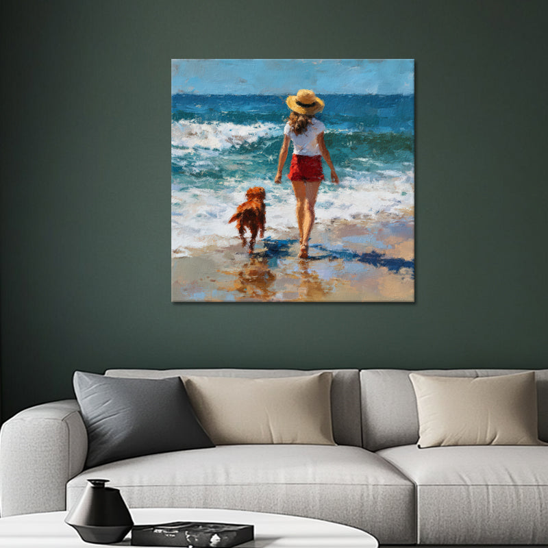 Mädchen mit Hund am Strand II