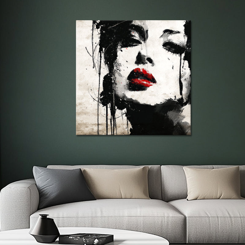 Kunst einer Frau mit roten Lippen