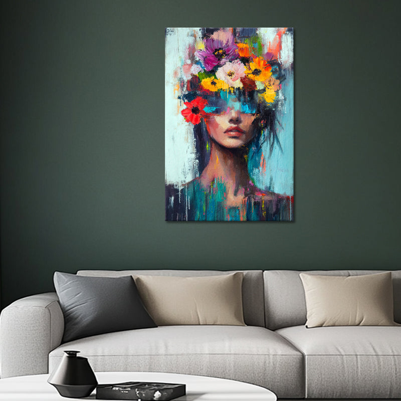 Frau mit Blumen im Haar