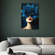 Frau mit blauer Rose