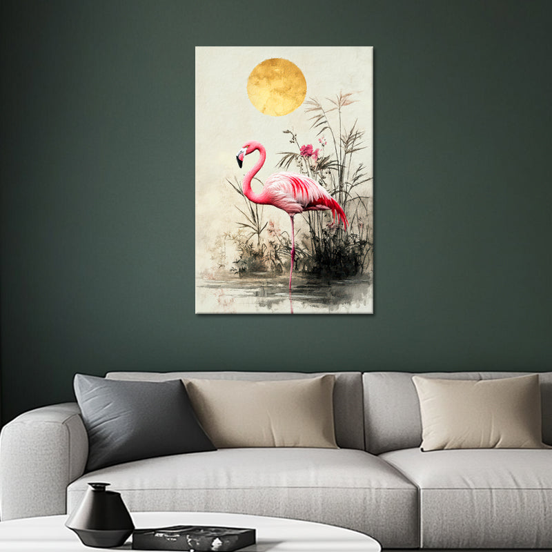 Een roze flamingo