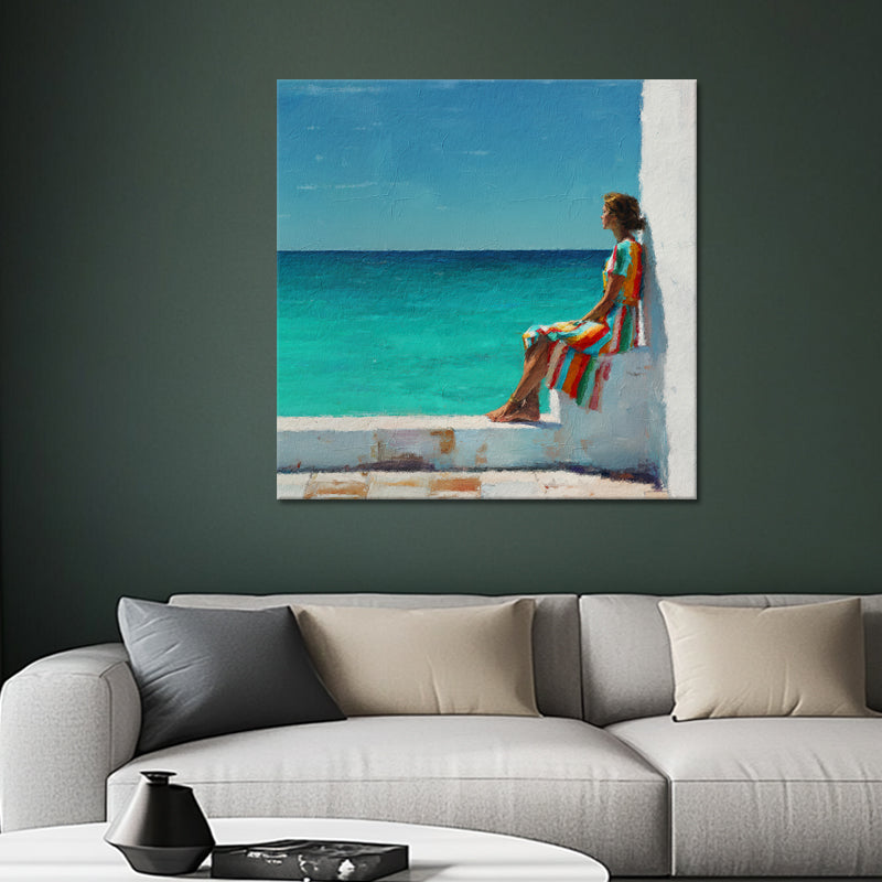 Wartende Frau am Meer