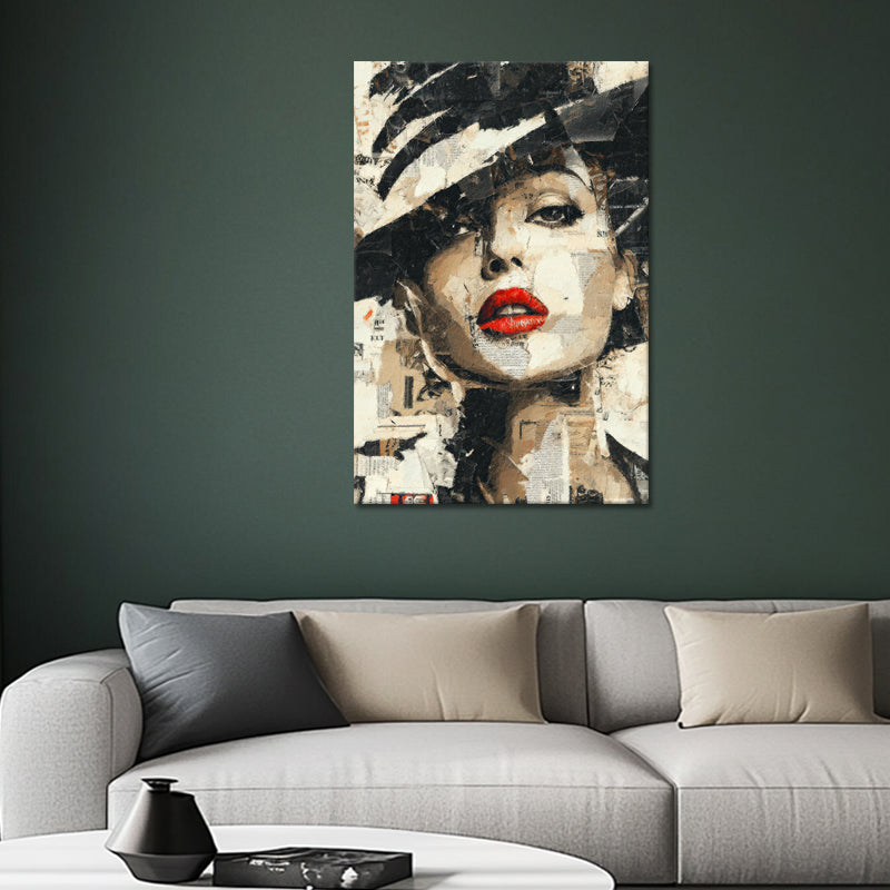Vrouw met Hoed – Collage Kunst
