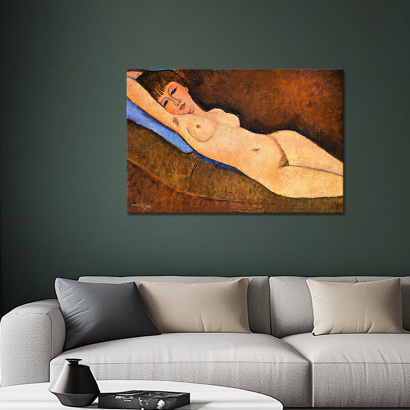 Reclining Nude on Blue Cushion -Amedeo Modigliani