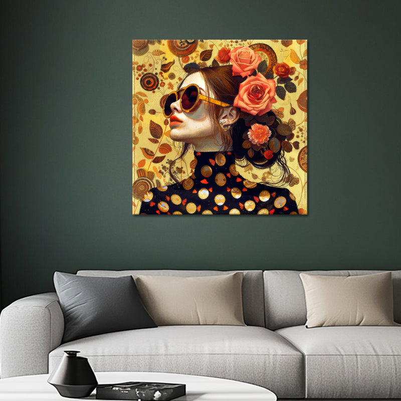 Frau mit Rosen Kunst