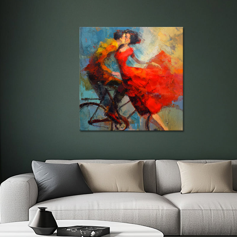 Schilderij Koppel op de fiets
