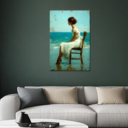 Meisje in Witte Jurk op Strand