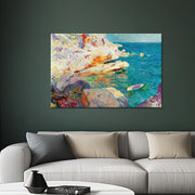 Rocks at javea the white boat - Joaquín Sorolla