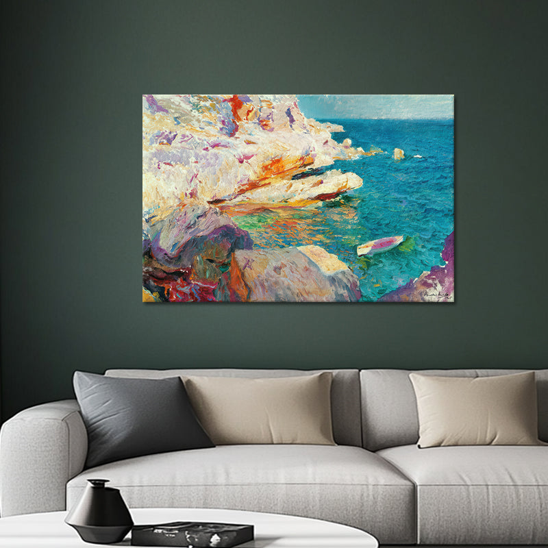 Rocks at javea the white boat - Joaquín Sorolla