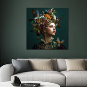 Frau - Vögel - Blumen