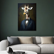 Giraffe in een pak